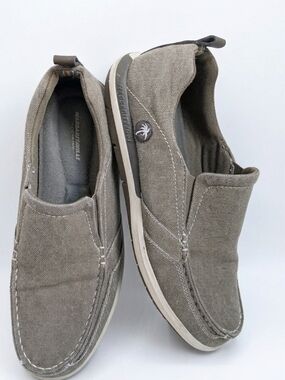 Margaritaville Men's Shoes Size 10.5 Marina Canvas Slip On's Khaki Boat Loafers